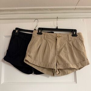 Set of 2. Abercrombie & Fitch Black and Tan Women's Cargo Shorts. Size 00 (W-24)